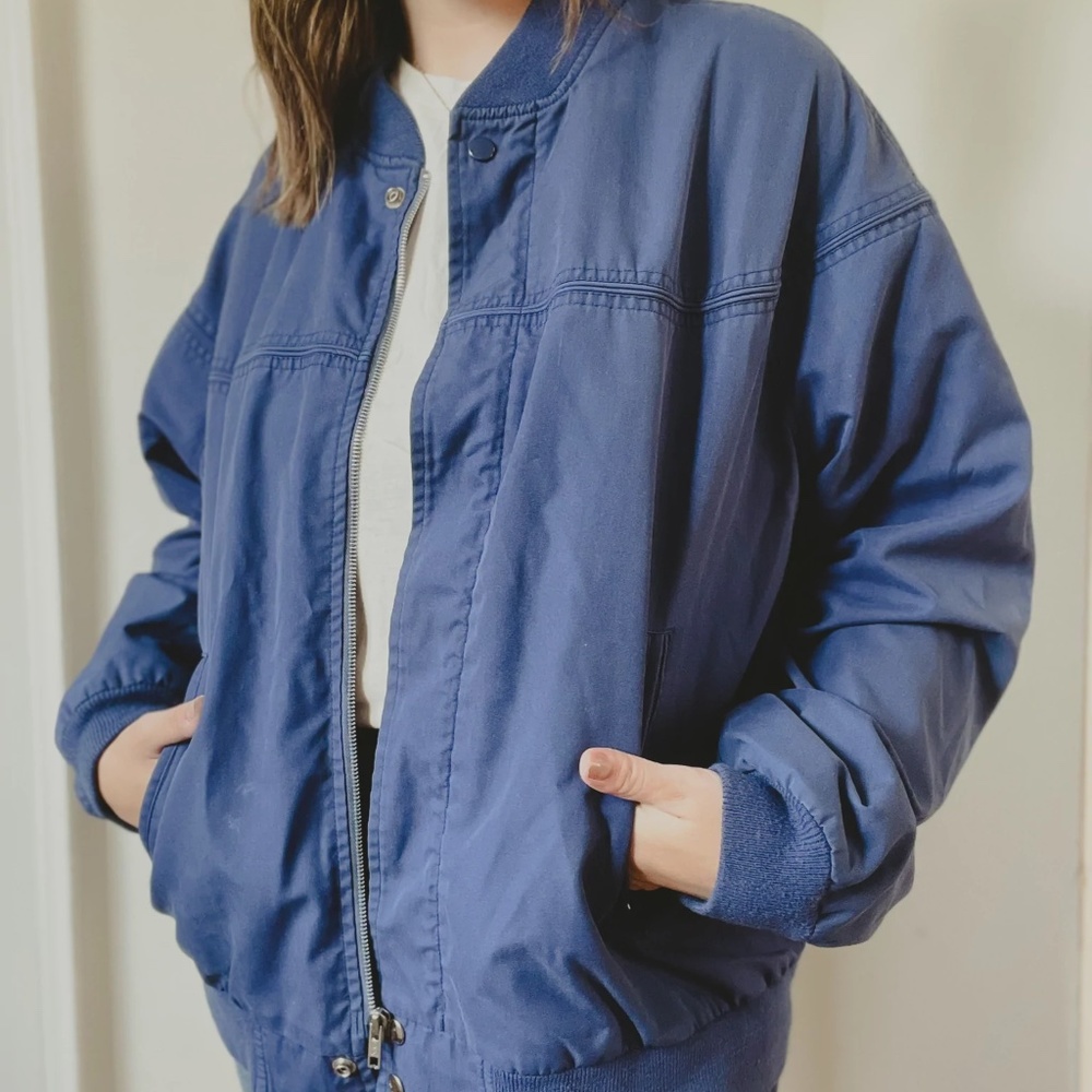 80s/90s Blue Harrington/Bomber Jacket - Unisex (L)